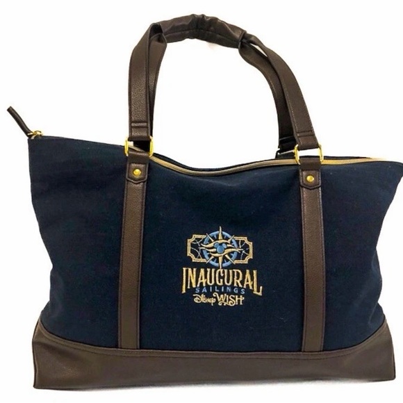 Disney Cruise Line Wish Inaugural Sailing Weekender Tote Bag‎ Leather Canvas DCL - Picture 12 of 12